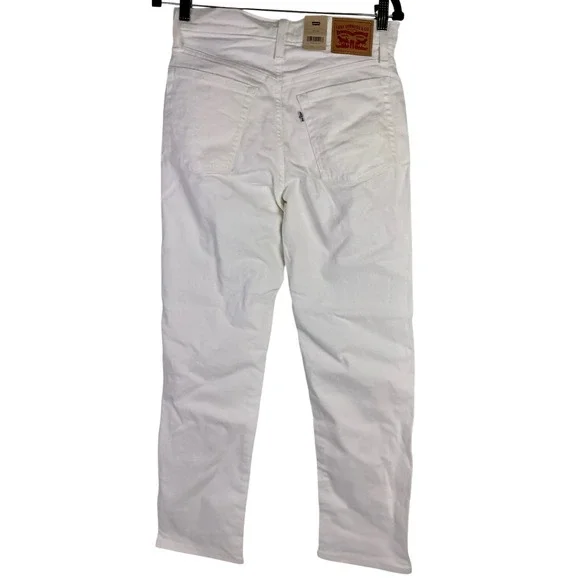 Levi's Wedgie Straight White Jeans Womens 30x28 High Rise Stretch Denim - Picture 3 of 15